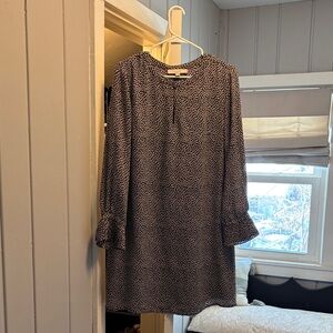 LOFT Black and White Long Sleeve Dress